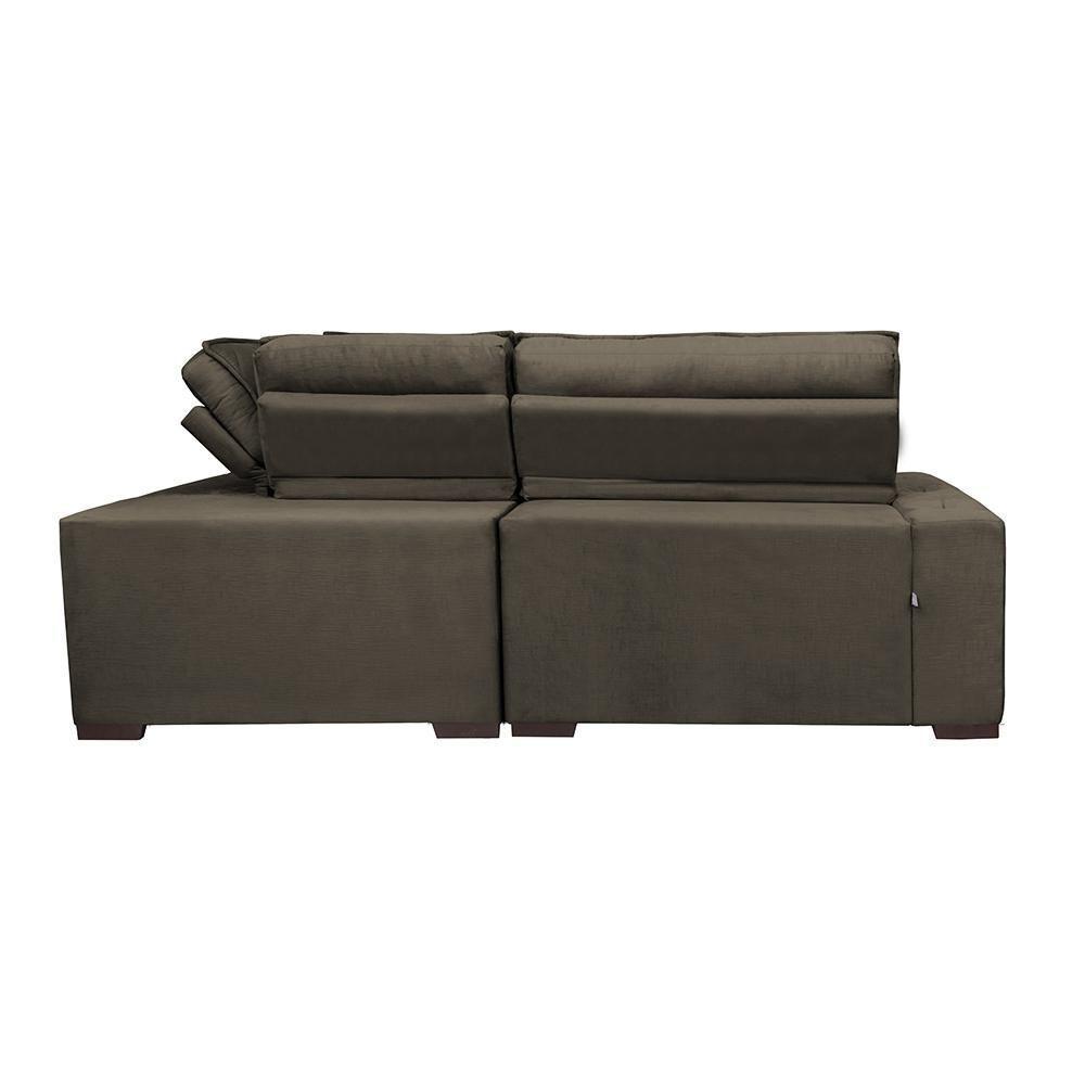 Sofa De Canto Retrátil E Reclinável Com Molas Cama Inbox Austin 2,60m X 2,60m Suede Velusoft Café - 3