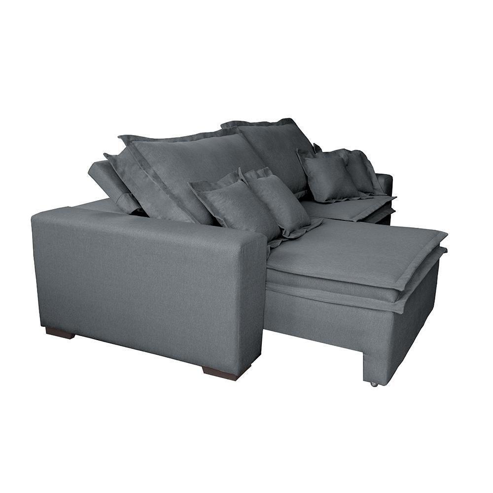 Sofa Retrátil E Reclinável Com Molas Cama Inbox Premium 3,12m Tecido Em Linho Cinza Escuro - 2