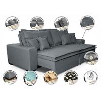 Sofa Retrátil E Reclinável Com Molas Cama Inbox Premium 3,12m Tecido Em Linho Cinza Escuro - 6