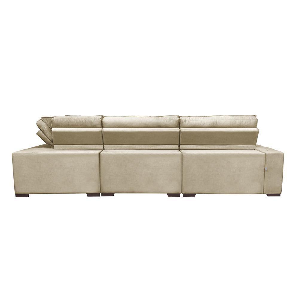 Sofa De Canto Retrátil E Reclinável Com Molas Cama Inbox Austin 3,65x2,54 Ou 2,54x3,65 Velusoft Bege - 4