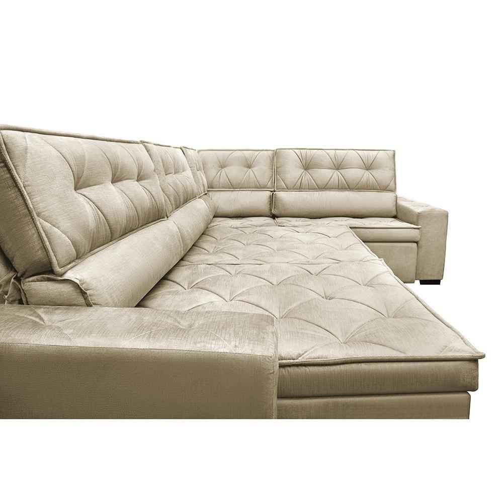 Sofa De Canto Retrátil E Reclinável Com Molas Cama Inbox Austin 3,65x2,54 Ou 2,54x3,65 Velusoft Bege - 6