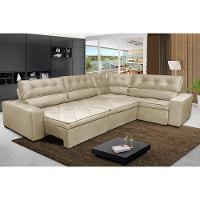 Sofa De Canto Retrátil E Reclinável Com Molas Cama Inbox Austin 3,65x2,54 Ou 2,54x3,65 Velusoft Bege - 1