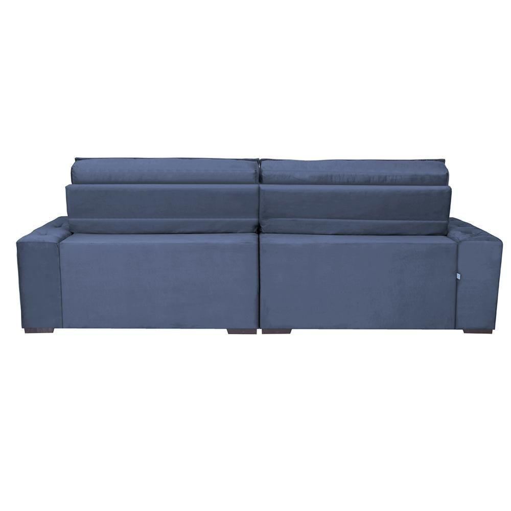 Sofá Austin 2,82m Retrátil, Reclinável Com Molas No Assento E Almofadas, Suede Azul Cama Inbox - 5