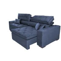 Sofá Austin 2,82m Retrátil, Reclinável Com Molas No Assento E Almofadas, Suede Azul Cama Inbox - 3