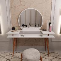 Penteadeira Diana Com 2 Gavetas Porta De Vidro E Nichos Branco Branco - 2