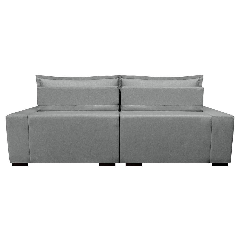 Sofa Retrátil E Reclinável Com Molas Cama Inbox Premium 3,12m Tecido Em Linho Cinza Claro - 3