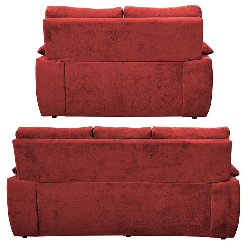 Conjunto Sofá Luxemburgo 3 E 2 Lugares 1,52m E 2,02m Suede Vermelho - 3