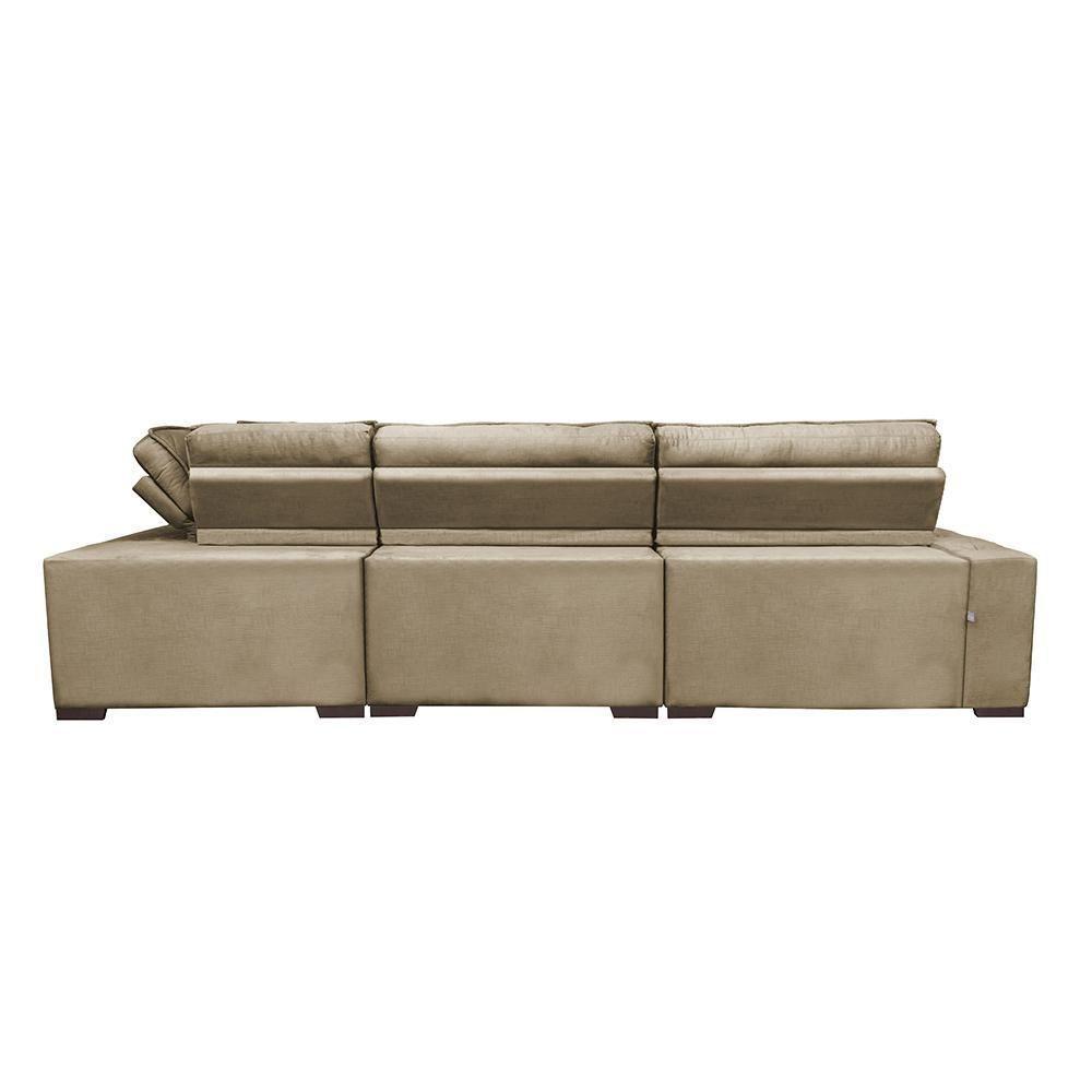 Sofa De Canto Retrátil Reclinável De Molas Cama Inbox Austin 3,85x2,64 Ou 2,64x3,85 Velusoft Castor - 4