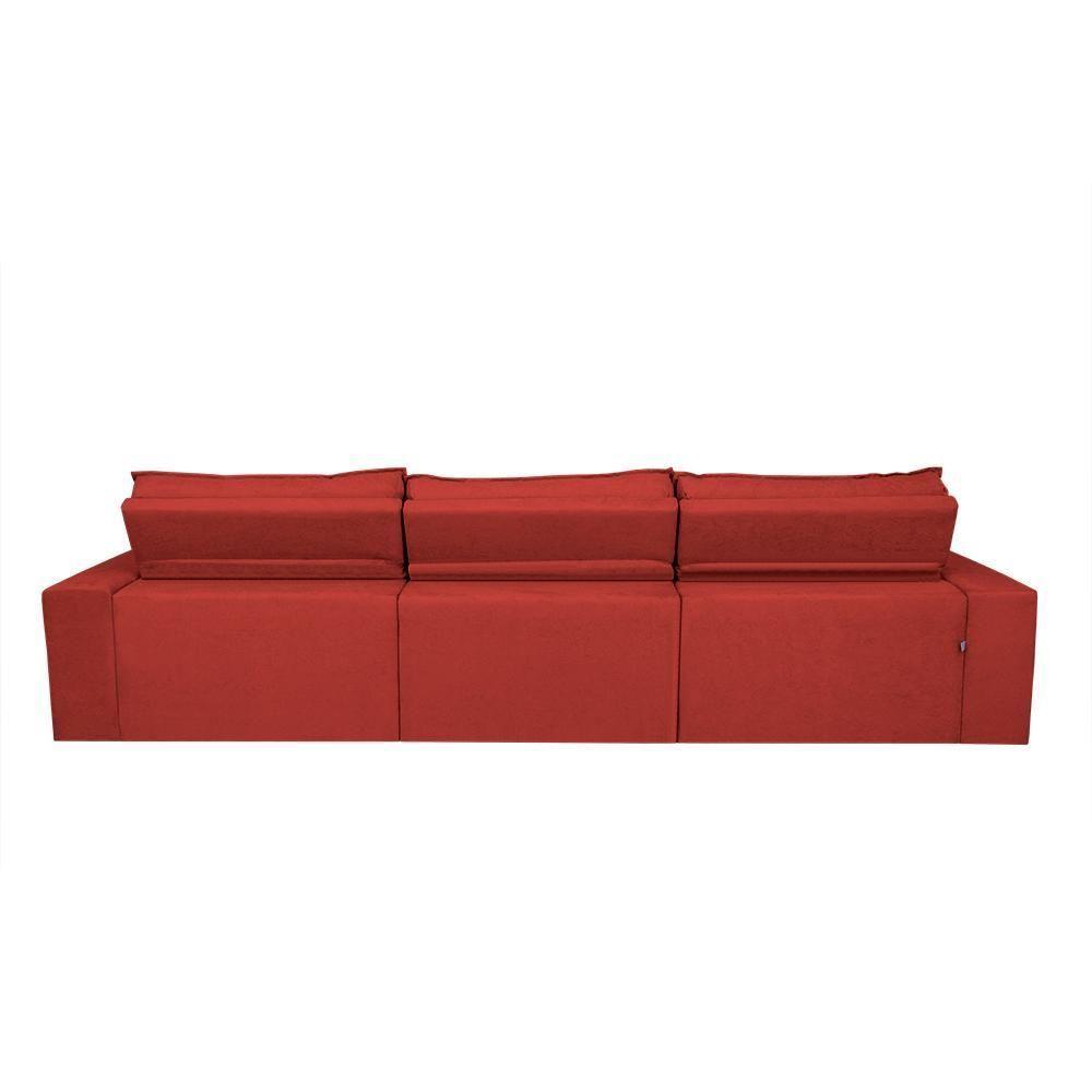 Sofá Cairo 3,82m Retrátil, Reclinável Tecido Suede Vermelho - 4