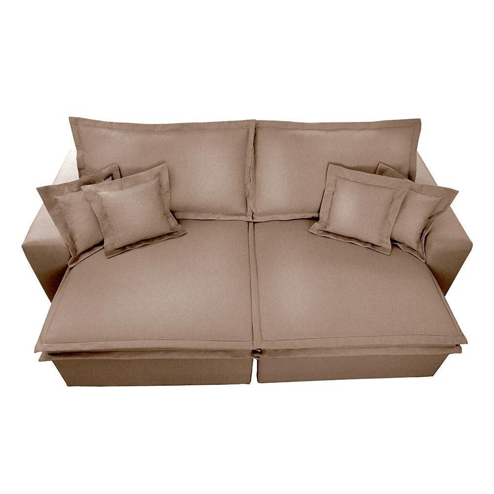 Sofa Retrátil E Reclinável Com Molas Cama Inbox Premium 3,12m Tecido Em Linho Bege Escuro - 4