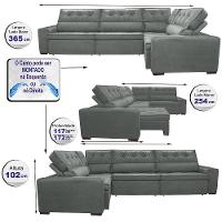 Sofa De Canto Retrátil E Reclinável De Molas Cama Inbox Austin 3,65x2,54 Ou 2,54x3,65 Velusoft Cinza - 8