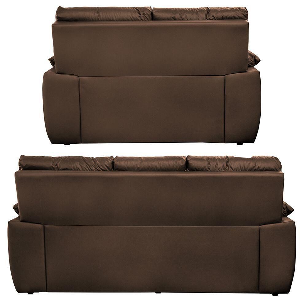 Conjunto Sofá Luxemburgo 3 E 2 Lugares 1,52m E 2,02m Courino Marrom - 2