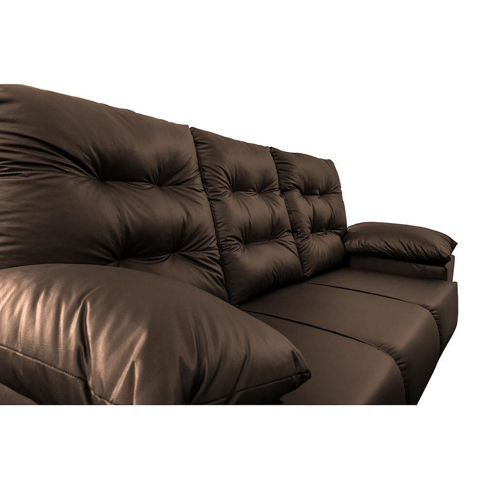 Conjunto Sofá Luxemburgo 3 E 2 Lugares 1,52m E 2,02m Courino Marrom - 4