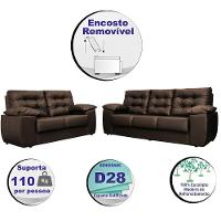 Conjunto Sofá Luxemburgo 3 E 2 Lugares 1,52m E 2,02m Courino Marrom - 5