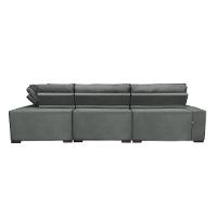 Sofa De Canto Retrátil E Reclinável De Molas Cama Inbox Austin 3,85x2,64 Ou 2,64x3,85 Velusoft Cinza
