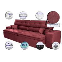 Sofá Austin 2,82m Retrátil, Reclinável Com Molas No Assento E Almofadas, Tecido Suede Vinho - 2