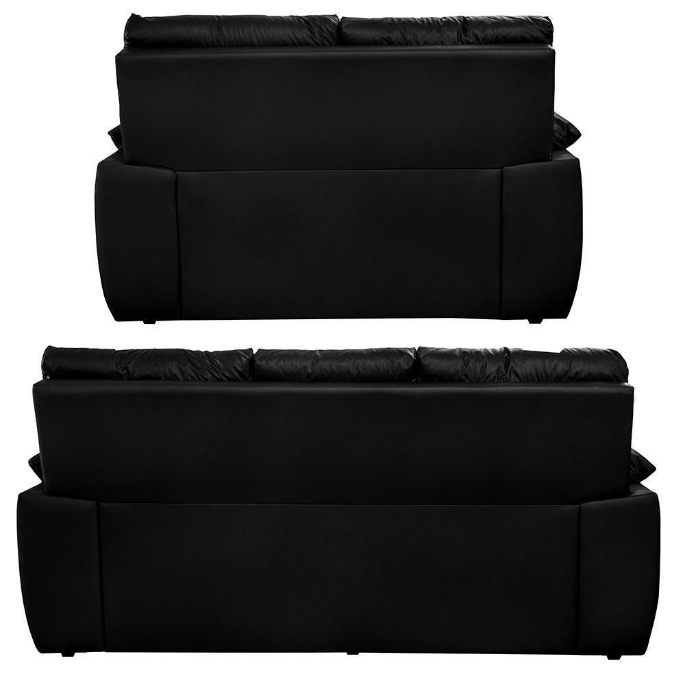 Conjunto Sofá Luxemburgo 3 E 2 Lugares 1,52m E 2,02m Courino Preto - 2