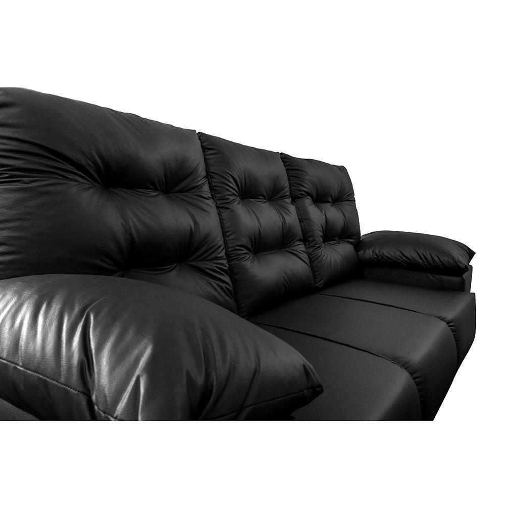 Conjunto Sofá Luxemburgo 3 E 2 Lugares 1,52m E 2,02m Courino Preto - 4