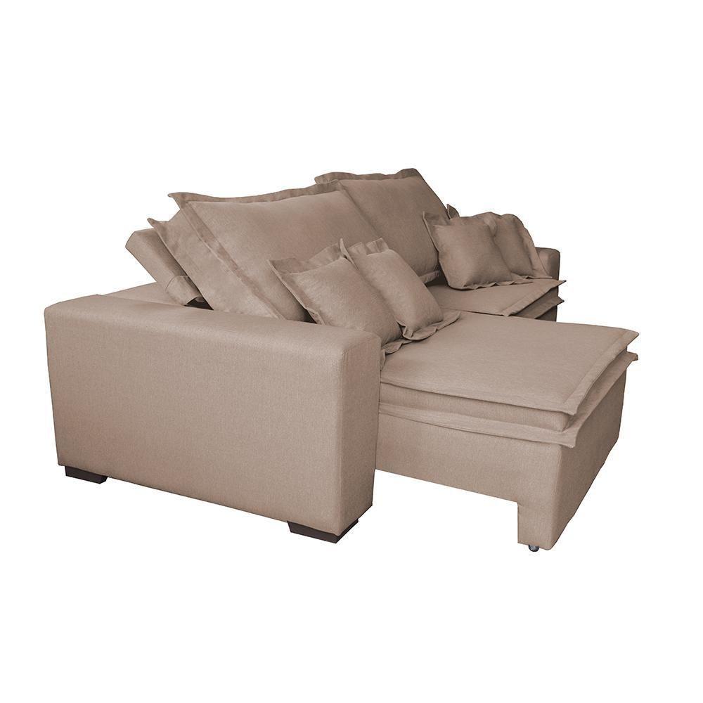 Sofa Retrátil E Reclinável Com Molas Cama Inbox Premium 2,12m Tecido Em Linho Bege Escuro - 2