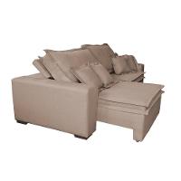 Sofa Retrátil E Reclinável Com Molas Cama Inbox Premium 2,12m Tecido Em Linho Bege Escuro - 2