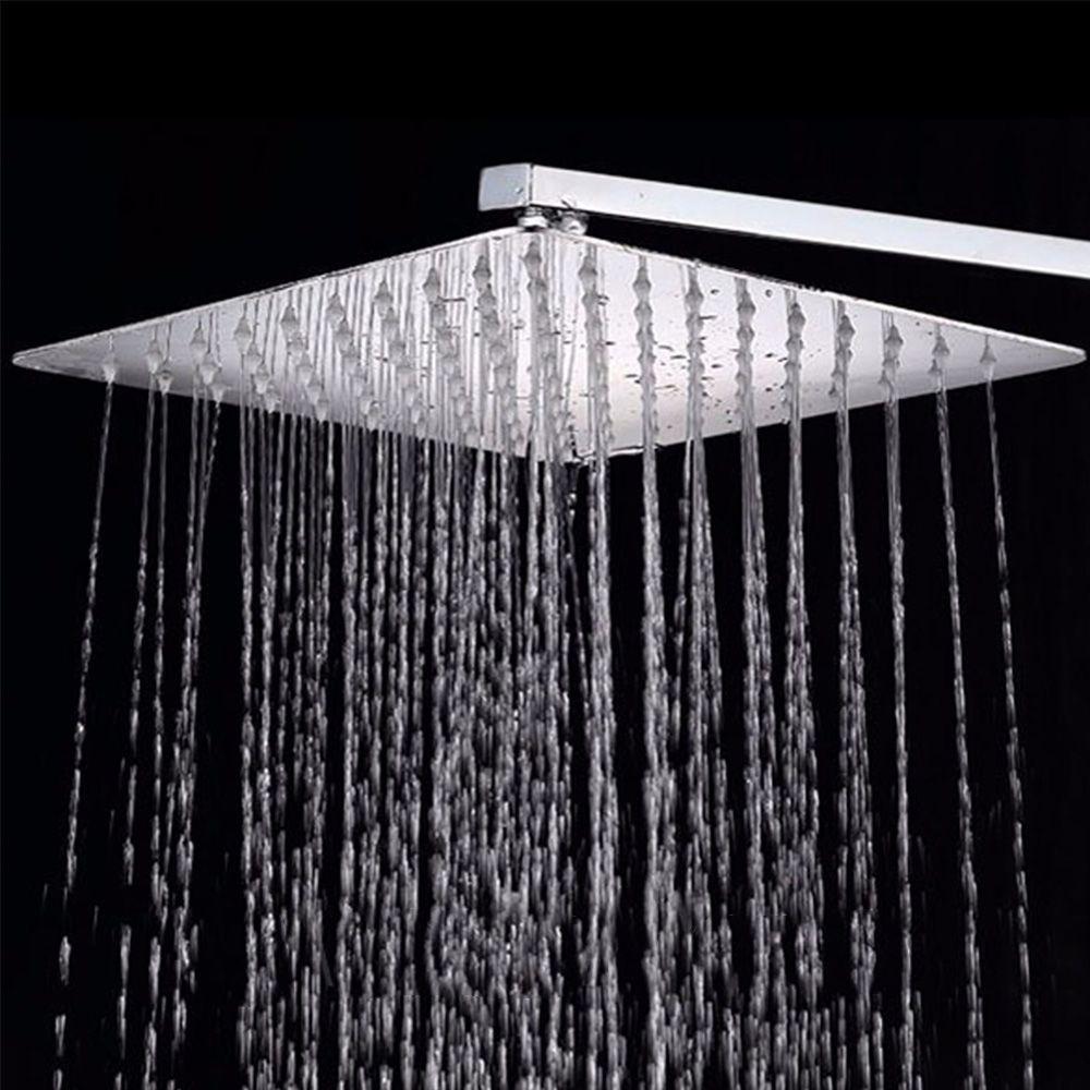 Chuveiro Inox Quadrado Ducha Slim Braço Suporte 20Cm Cromada - 4