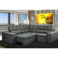 Sofa De Canto Retrátil E Reclinável Com Molas Cama Inbox Austin 2,20m X 2,20m Suede Velusoft Cinza - 1
