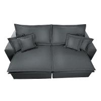 Sofa Retrátil E Reclinável Com Molas Cama Inbox Premium 2,52m Tecido Em Linho Cinza Escuro