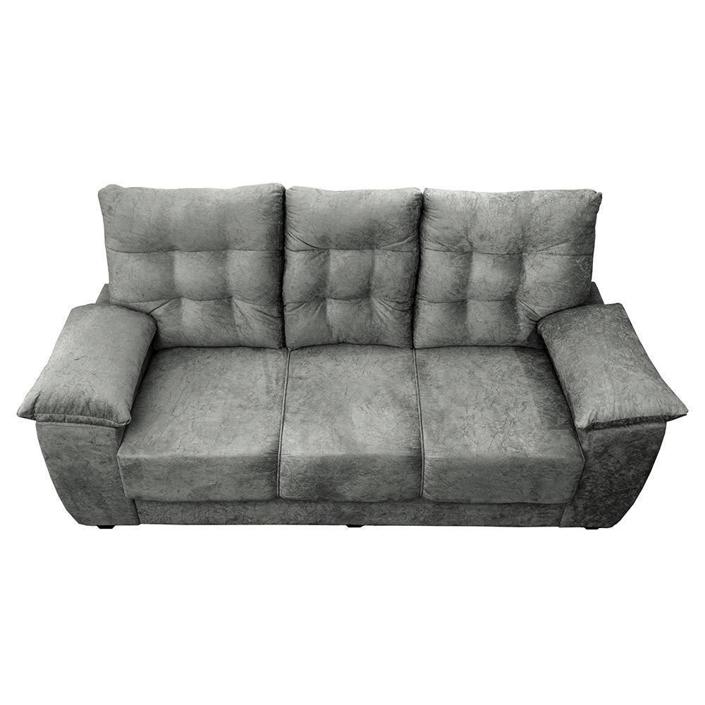 Sofá Luxemburgo 3 Lugares 2,02m Tecido Suede Cinza - 3