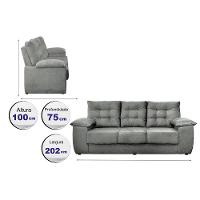 Sofá Luxemburgo 3 Lugares 2,02m Tecido Suede Cinza - 6