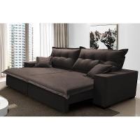 Sofá Retrátil E Reclinável Com Molas Ensacadas Cama Inbox Prime 2,52m Tecido Linho Marrom - 1