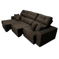 Sofá Retrátil E Reclinável Cama Inbox Diamond 2,72m Tecido Suede Velusoft Café