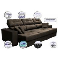 Sofá Retrátil E Reclinável Cama Inbox Diamond 2,72m Tecido Suede Velusoft Café - 8