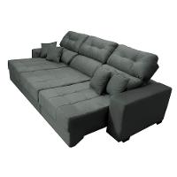 Sofá Retrátil E Reclinável Cama Inbox Diamond 2,72m Tecido Suede Velusoft Cinza - 3