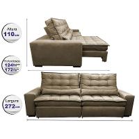 Sofá Retrátil E Reclinável Com Molas Ensacadas Cama Inbox Gold 2,72m Tecido Suede Velusoft Castor - 8