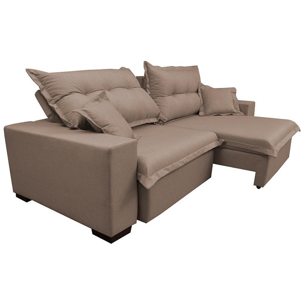 Sofá Retrátil E Reclinável Com Molas Ensacadas Cama Inbox Prime 2,12m Tecido Linho Bege Escuro - 2