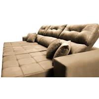 Sofá Retrátil E Reclinável Cama Inbox Diamond 2,72m Tecido Suede Velusoft Castor - 7