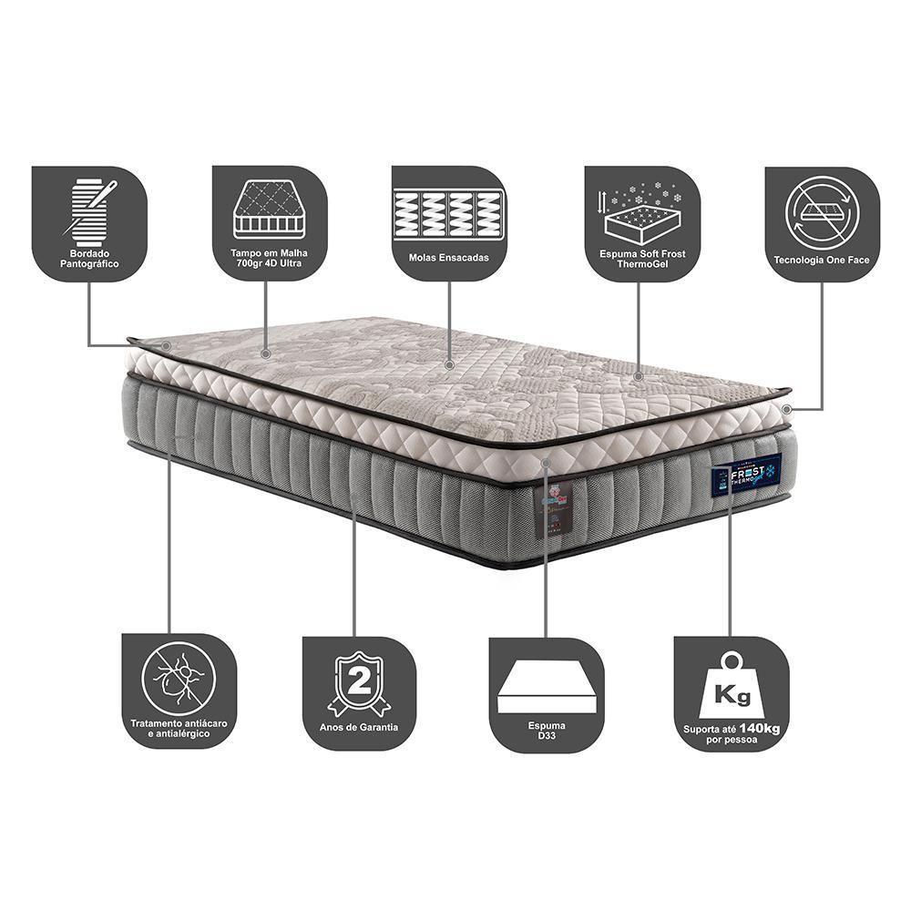 Colchão Solteiro Molas Ensacadas Euro Pillow 88x188x31 Cama Inbox Frost Thermogel - 6