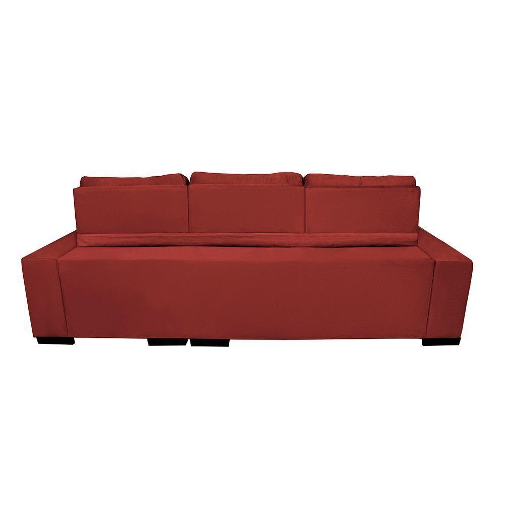 Sofá Retrátil E Reclinável Cama Inbox Diamond 2,72m Tecido Suede Velusoft Vermelho - 5