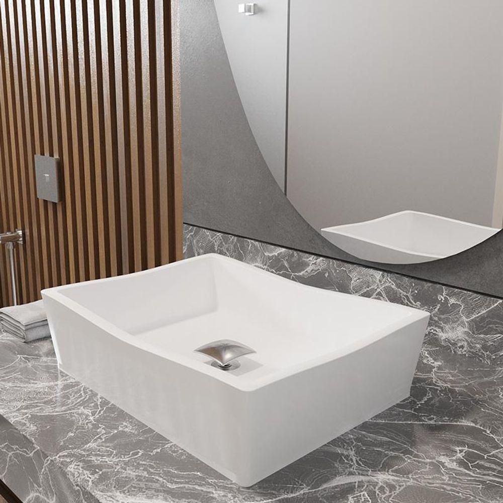 Conjunto Cuba De Apoio Atena Com Valvula Inox Branco Branco - 1