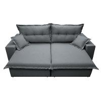 Sofá Retrátil E Reclinável Com Molas Ensacadas Cama Inbox Prime 2,12m Tecido Linho Cinza Escuro - 5