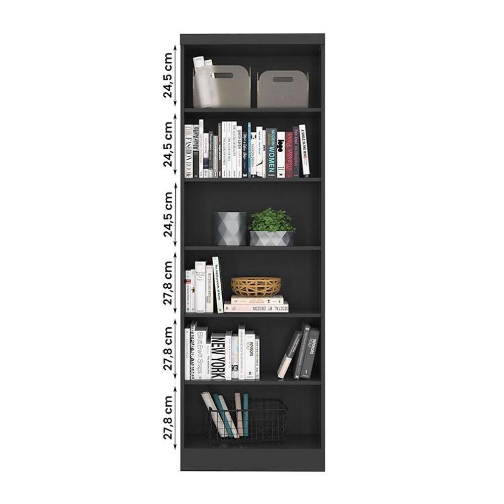 Livreiro 1404 Com 6 Prateleiras Preto Fosco Preto Fosco - 3