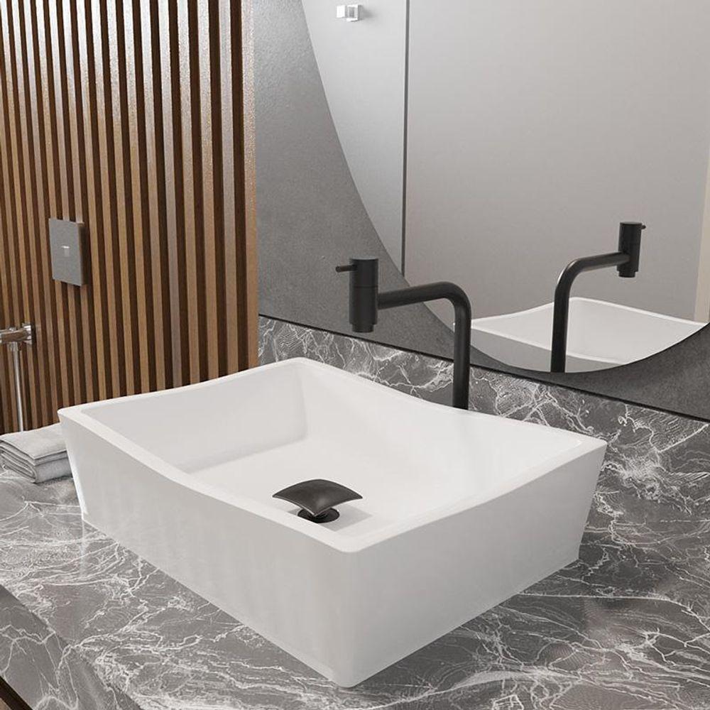 Kit Cuba De Apoio Com Torneira E Valvula Inox Black Branco - 1