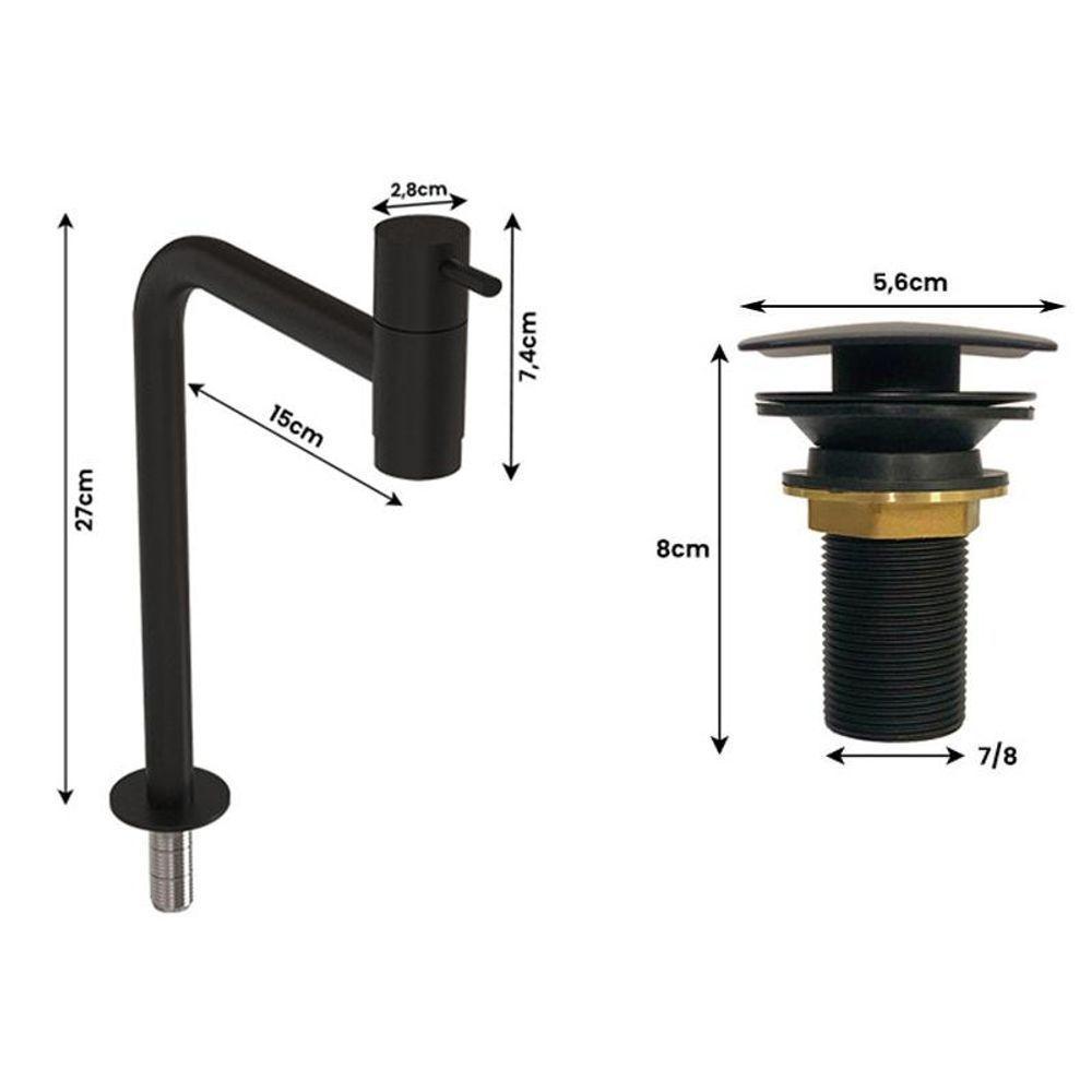 Kit Cuba De Apoio Com Torneira E Valvula Inox Black Branco - 2