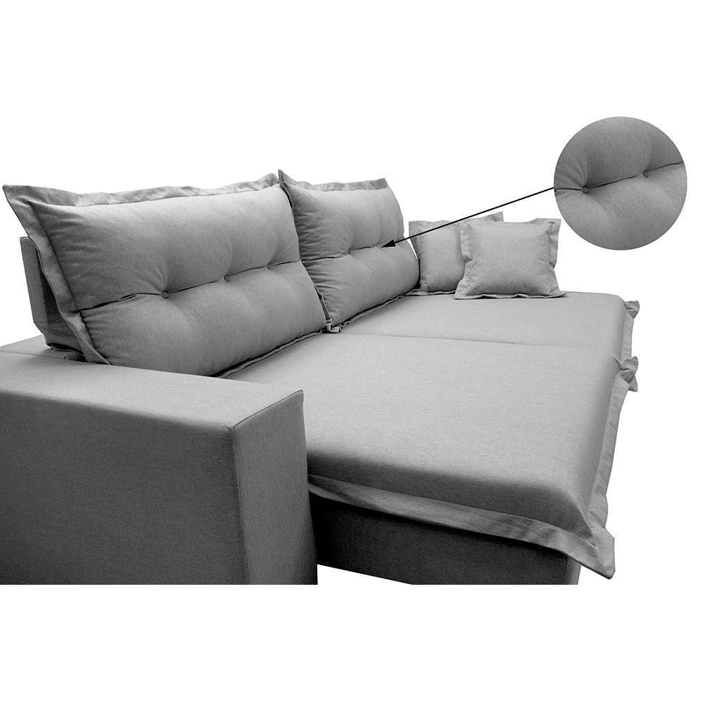 Sofá Retrátil E Reclinável Com Molas Ensacadas Cama Inbox Prime 2,52m Tecido Linho Cinza Claro - 6