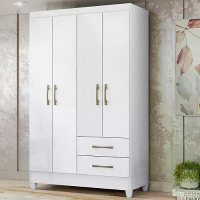 Guarda Roupa Solteiro Chile 4 Portas 2 Gavetas Naturale-Branco MDP Moval