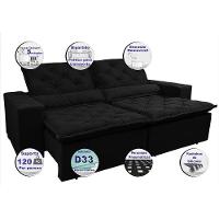 Sofá Lisboa 3,12m Retrátil, Reclinável Com Molas No Assento Tecido Suede Velusoft Preto - Cama Inbox - 7