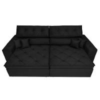 Sofá Austin 2,22m Retrátil, Reclinável Com Molas No Assento E Almofadas, Suede Preto Cama Inbox - 5