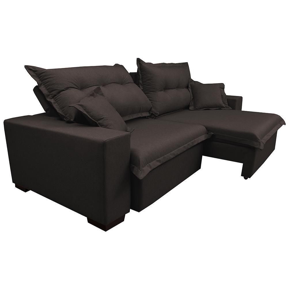 Sofá Retrátil E Reclinável Com Molas Ensacadas Cama Inbox Prime 2,12m Tecido Linho Marrom - 2
