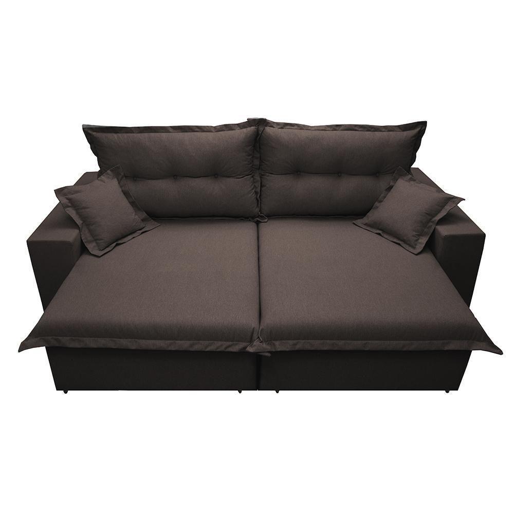 Sofá Retrátil E Reclinável Com Molas Ensacadas Cama Inbox Prime 2,12m Tecido Linho Marrom - 5