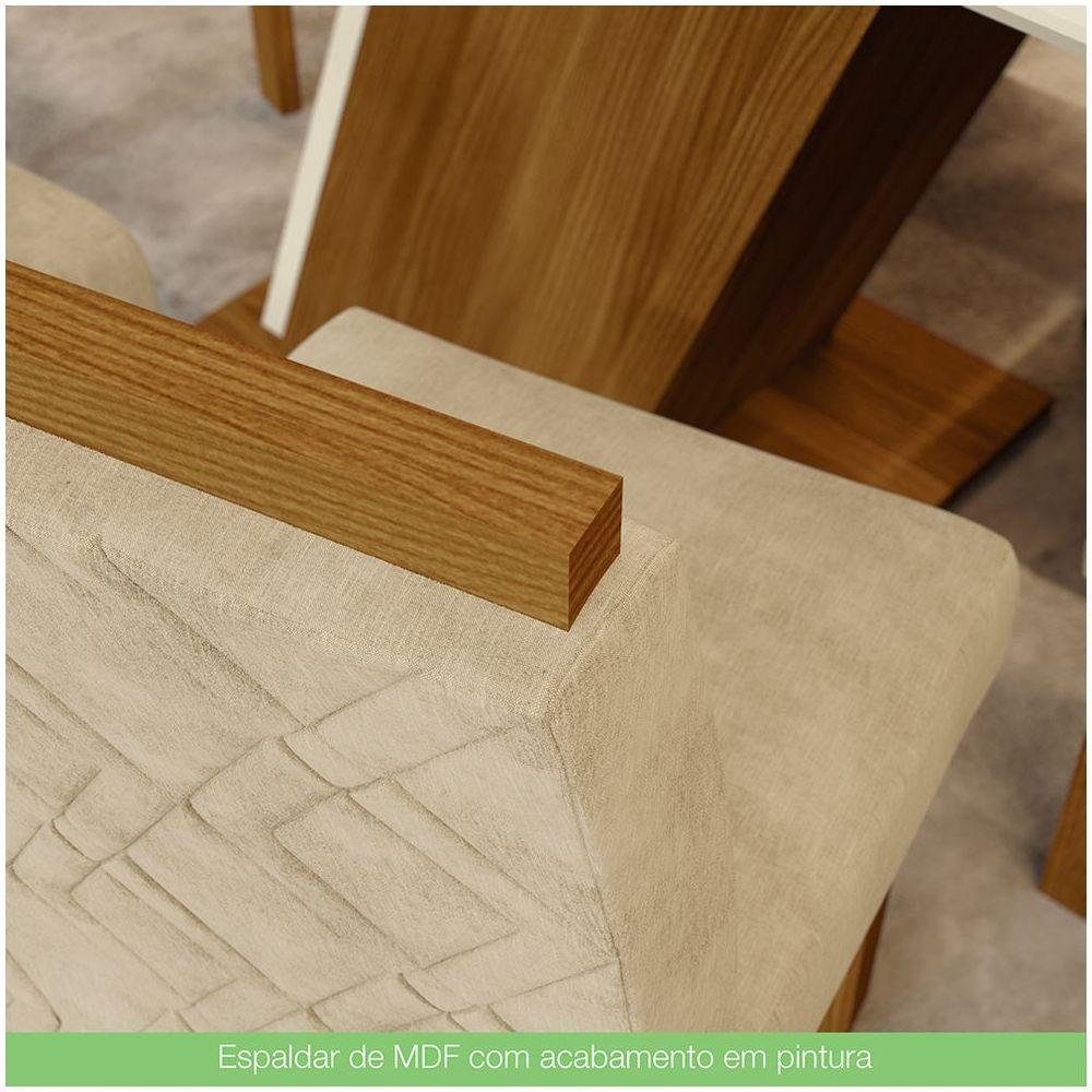 Conjunto Sala De Jantar Mesa 120cm 4 Cadeiras Lupita Casa 812 Nature Off White E Linho - 2